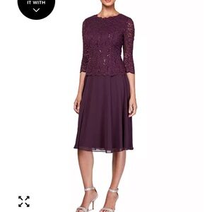 Plus sized Elegant Deep Plum Lace Dress